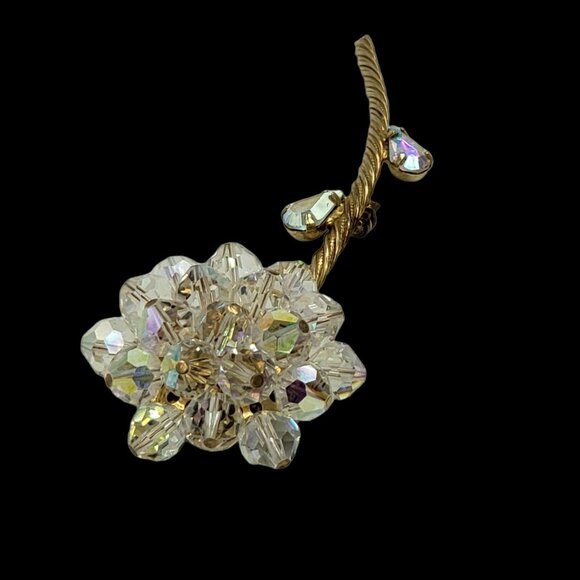 Vintage Alice Caviness Crystal Bead Cluster Flower Brooch - Picture 11 of 12